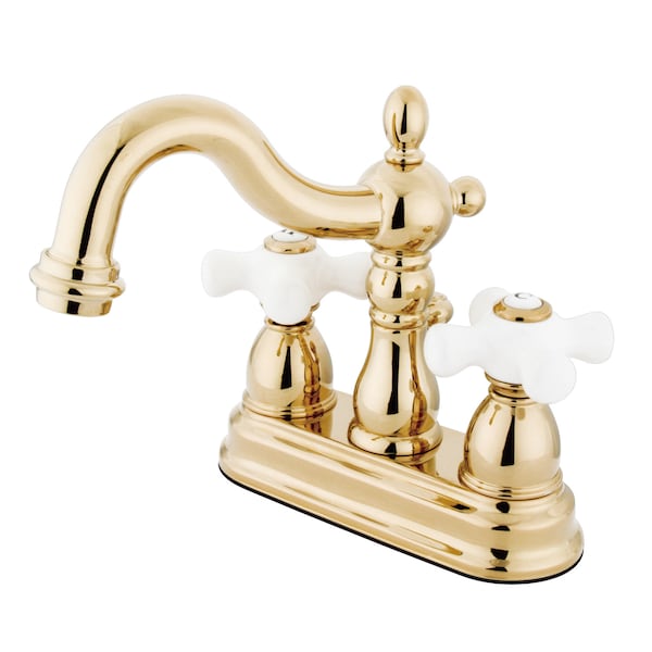 Heritage, 4" Centerset Bathroom Faucet, Polished Brass